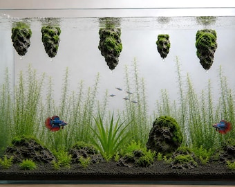 Aquascape-Felsdekor, schwimmendes künstliches Bimssteinornament mit Moosstruktur