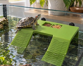 Sonnenplattform für Schildkröten, Reptilienrampe mit Saugnäpfen, Aquarien-Sonnenrampe für Schildkröten, Frösche und Molche, S/M/L