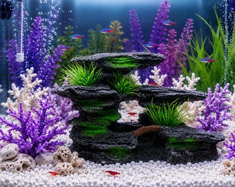 Dekorativer Stein für Aquarien, künstlicher Stein, naturgetreue Fischsimulation, Innen- und Außenbereich