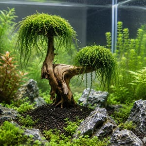 Drzewko bonsai z drewna dryfującego, 10-15 cm, dekoracja akwarium z podstawą kamienną