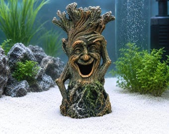 Aquarium-Dekoration, Baumgeist-Ornament aus Kunstharz mit hohlem Mundversteck