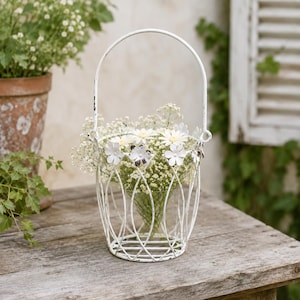 Handgefertigter Blumentopfhalter aus Metall im Vintage-Stil, Gartenkorb im Antik-Look, charmantes Einzugsgeschenk für Pflanzenliebhaber