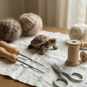 Beginner Friendly Walking Diamondback Terrapin Needle Felting Kit All Natural Wool Reptile DIY Project