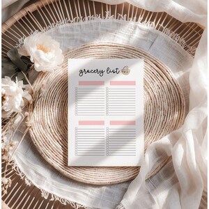 Printable Grocery list, Minimal grocery shopping checklist, instant download, kitchen planner PDF, A5 & US Letter planner