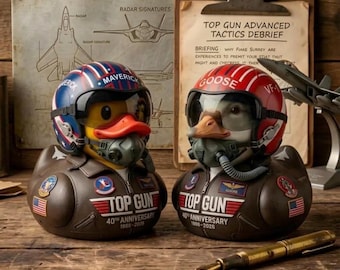 Gumowa kaczuszka pilota Maverick z 40. rocznicy filmu Top Gun – kolekcjonerska zabawka do kąpieli dla lotników – kaczuszka z okazji 250. rocznicy niepodległości – prezent dla fana filmu z lat 80.