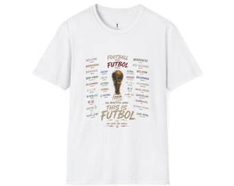 Camiseta con el trofeo de la Copa Mundial de Fútbol / Diseño de bienvenida multilingüe para fútbol