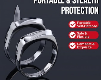 Anillo de seguridad para proteger a tu ser querido / Anillo decorativo ajustable con minicuchilla oculta para uso diario