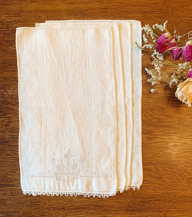 Antique Linen Napkins Etsy