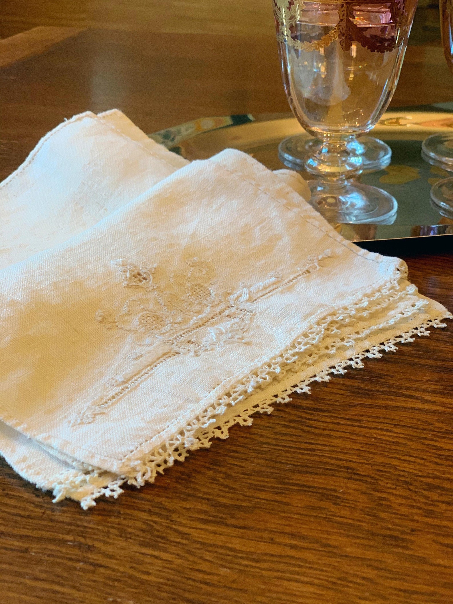 Antique Linen Napkins Etsy