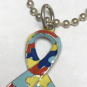 Destash Pewter Enameled Autism Support Charm Necklace