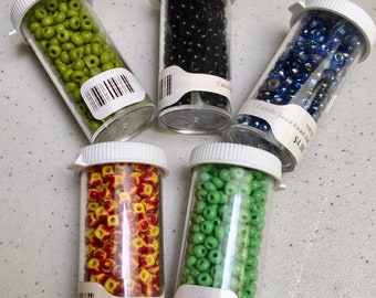 Destash Czech 6-0 Seed Bead Vial Assortment #5 - 5 Vials