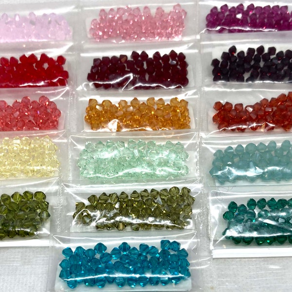 Destash Genuine Swarovski Crystals, 4 mm Bicones - 3 Packages of 48 - Choice of Colors