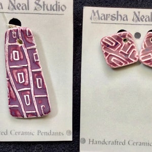 Destash Marsha Neal Porcelain Pendant/Earrings Set E