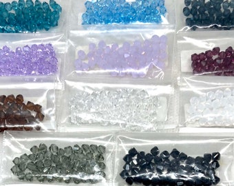 Destash Genuine Swarovski Crystals, 4 mm Bicones  - 3 Packages of 48 - Choice of Colors