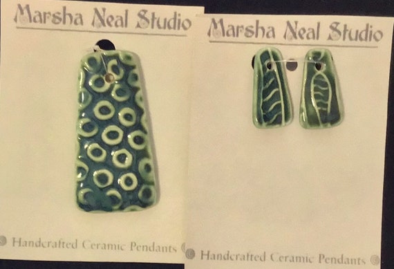 Destash Marsha Neal Porcelain PendantEarrings Set M