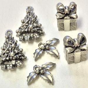 Destash Pewter Christmas Charm Set 4 - 6 charms