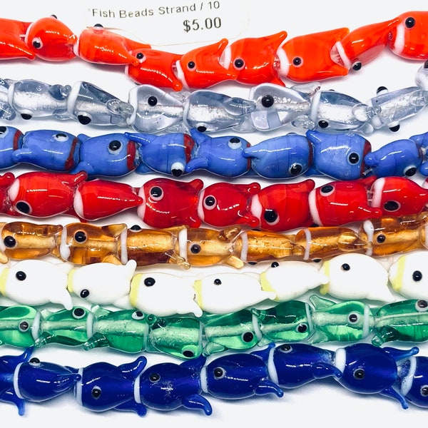 Glass Fish Beads Etsy
