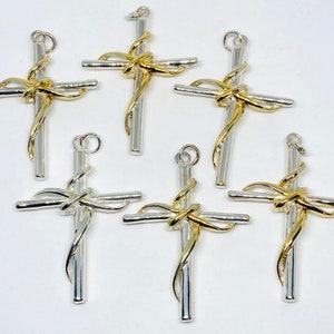 Destash Six Silver Plated Cross Pendants