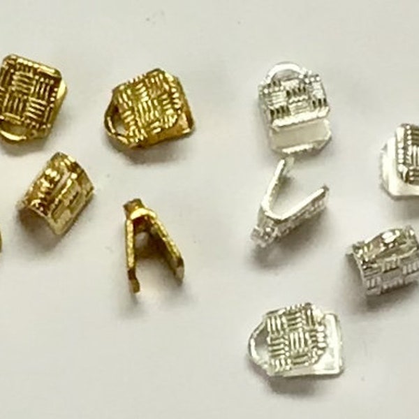 Destash Ribbon Crimps, Gold Plated or Silver Plated - 12 pieces