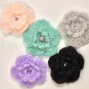 Destash Crocheted Flowers - 5 flowers, choice of color