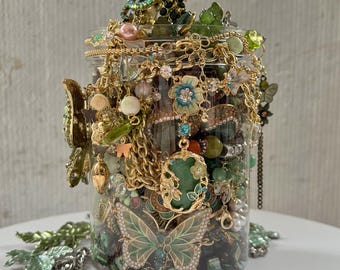 Tarro de joyería misterioso estilo Fairycore: Caja sorpresa de bruja estilo Cottagecore con mariposa del bosque encantado