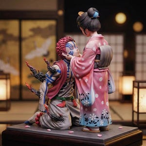 Traditional Japanese Figure Base Cherry Blossom Diorama Aesthetic Gaming Desk Setup Room Decor