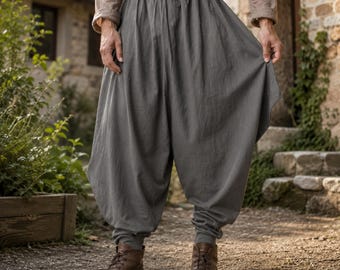 Pantaloni Harem per LARP – Pantaloni per costume medievale, abito per fiera rinascimentale, cosplay fantasy, abbigliamento vichingo-pirata per Halloween