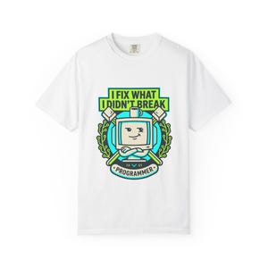 壊していないものを直すプログラマーTシャツ | かわいいレトロコンピュータデザイン