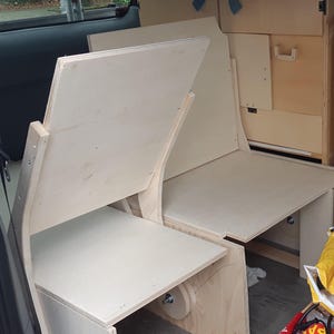Split sofa bed design camper DIY plan PDF