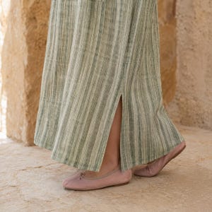 Cotton Linen Blend Maxi Dress for Women, Oversized Summer Dress, Loose Fit Casual Dress, Breathable Boho Long Dress, Short Sleeve Minimalist image 6