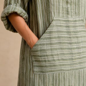 Cotton Linen Blend Maxi Dress for Women, Oversized Summer Dress, Loose Fit Casual Dress, Breathable Boho Long Dress, Short Sleeve Minimalist image 5
