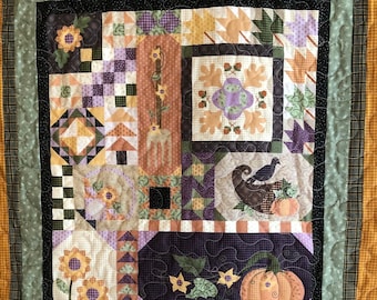 Fall sampler sampler quilt - lap quilt, or a decorative wall hanging   41” by 54"