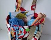Quilted tote, knitting or craft bag, great gift, in modern large floral print