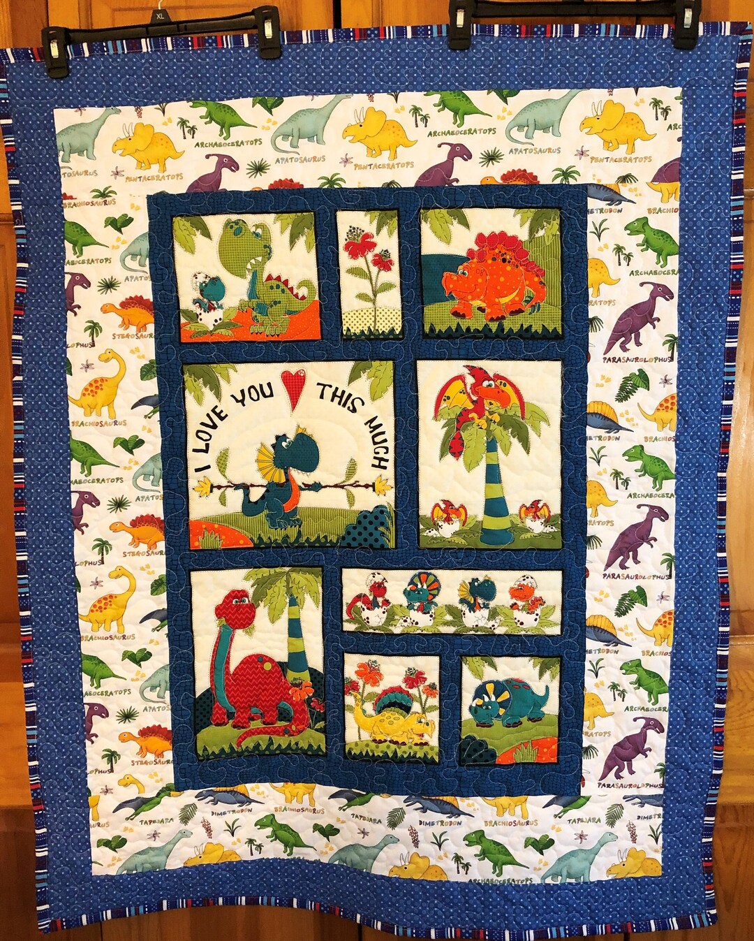 Dinosaur Quilt Bright Colorful Dinosaurs Crib Sized Dinosaur - Etsy