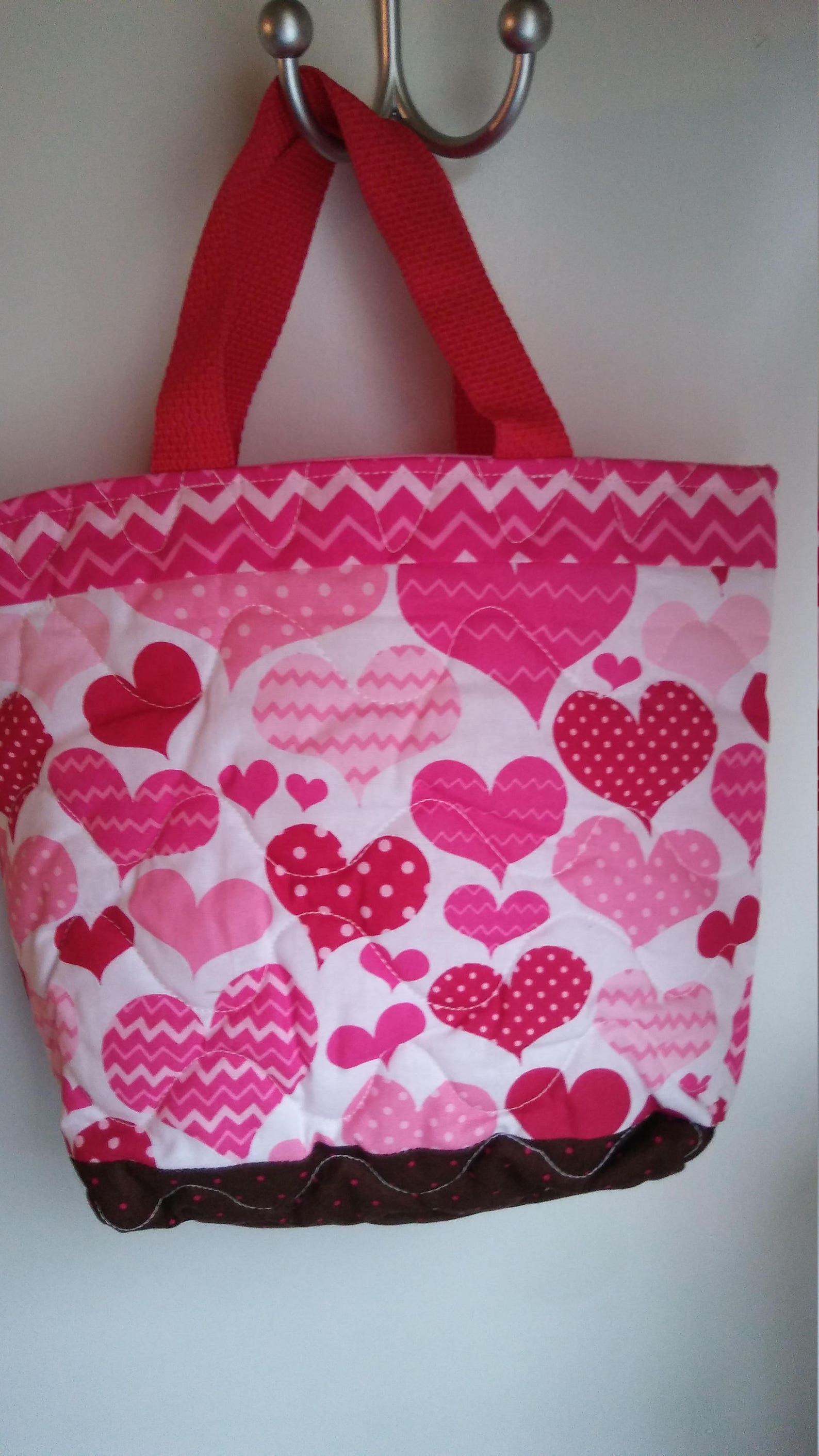 Valentine kids tote. Pink Hearts tote bag quilted tote bag | Etsy