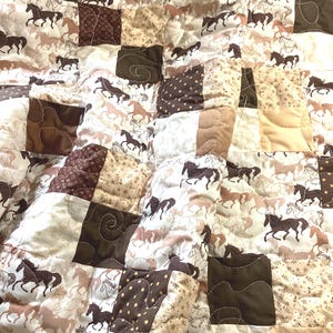 child&#39;s horse quilt-  OOAK western equine cuddle blanket- minky backing 40&quot; by 45&quot;