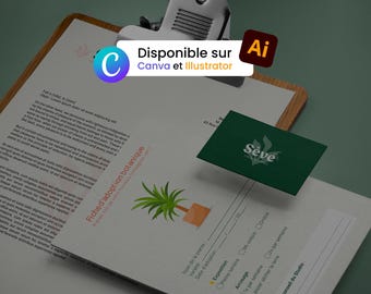 Stationery Kit (business card, thank you card, and letterhead) Canva & Adobe Illustrator template