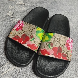 Gucci Blooms Supreme Slide Sandals Floral GG Canvas EU 38