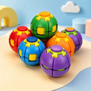 3D-gedruckter rotierender Stressabbauball - Drücken Sie zum Drehen; Spaß und Stressabbau, geeignet für jedes Alter.