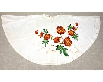 Vintage Circle Skirt Kawaihau Of Hawaii 1940s Rare Hand Painted Red Floral Swing