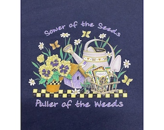 Vintage T Shirt Garden Flowers Decorated Originals Grannycore Cottagecore 90s