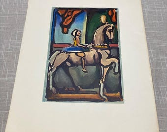 Vintage Art Print Equestrienne, Circus Of The Falling Star Expressionism Rouault