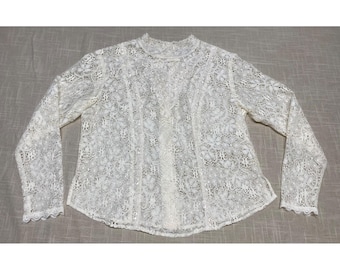 Vintage Coldwater Creek Lace Blouse Top Button Up Back NEW Size 14 Coquette NWT