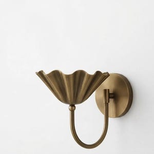 Mid Century Modern Half Flower Brass Wall Sconce | Handmade Brass Bathroom Vanity Light | Vintage Bedroom Wall Lamp | Art Deco |  Home Decor