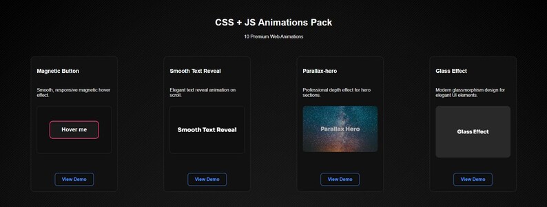 Pacchetto di animazioni CSS: effetti per pulsanti, al passaggio del mouse e allo scorrimento / Download immediato / Kit per interfaccia utente web immagine 2