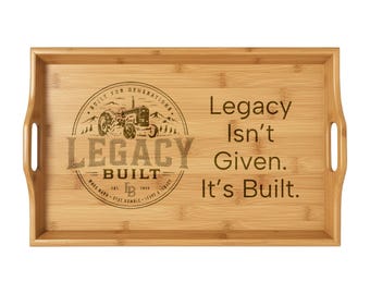 Legacy Builtの刻印入り竹製サービングトレイ｜モチベーションを高める名言入りトレイ