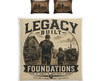 Legacy Built Foundations Cotton Bed Set | Farm Tractor Dad Son Bedding