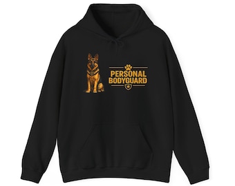 Felpa con cappuccio da guardia del corpo personale con pastore tedesco, regalo divertente per amanti dei pastori tedeschi, felpa per amanti dei cani, regalo per papà di cani, regalo per mamme di cani