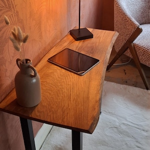 Live Edge Oak Console Table | Solid Wood Entryway Furniture, Modern Black Steel Legs