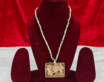 Collar Ram Darbar Tulsi Mala / Tulsi Kanthi hecho a mano de Vrindavan / Colgante Ram Darbar Mala certificado por laboratorio